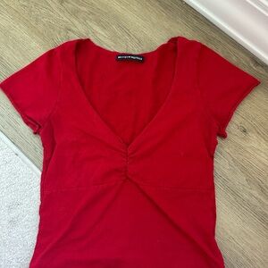 Brandy Melville Red V-Neck Top